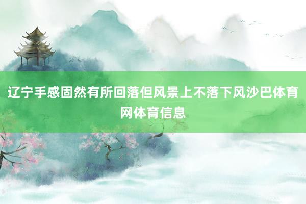 辽宁手感固然有所回落但风景上不落下风沙巴体育网体育信息