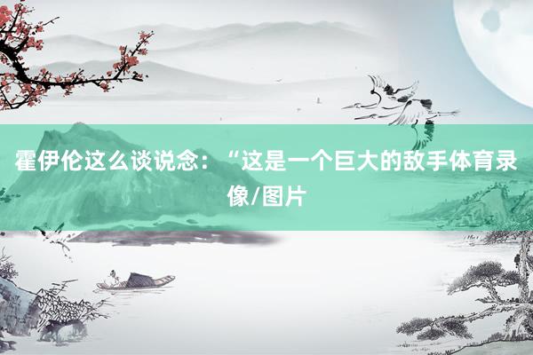霍伊伦这么谈说念：“这是一个巨大的敌手体育录像/图片