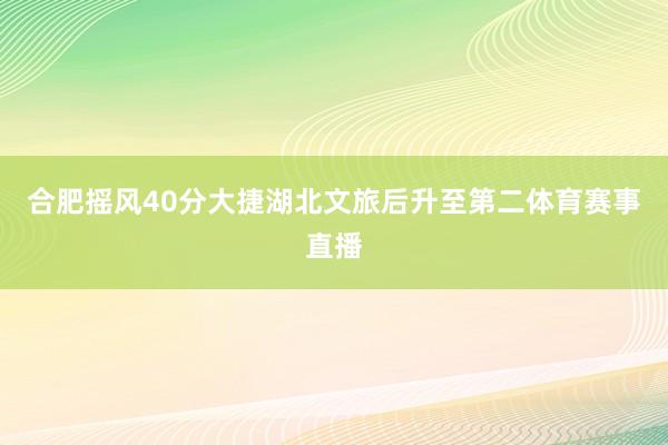 合肥摇风40分大捷湖北文旅后升至第二体育赛事直播