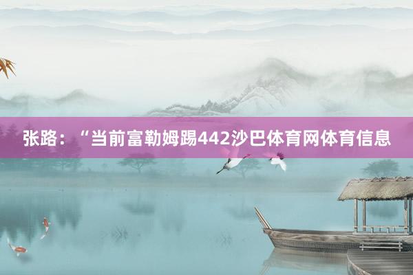 张路：“当前富勒姆踢442沙巴体育网体育信息