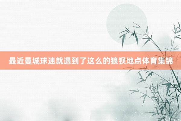最近曼城球迷就遇到了这么的狼狈地点体育集锦