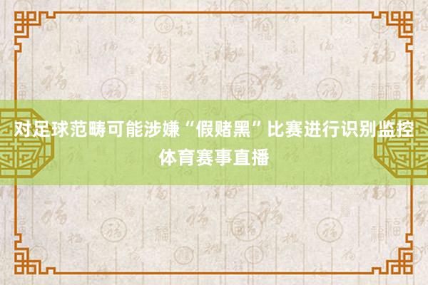 对足球范畴可能涉嫌“假赌黑”比赛进行识别监控体育赛事直播