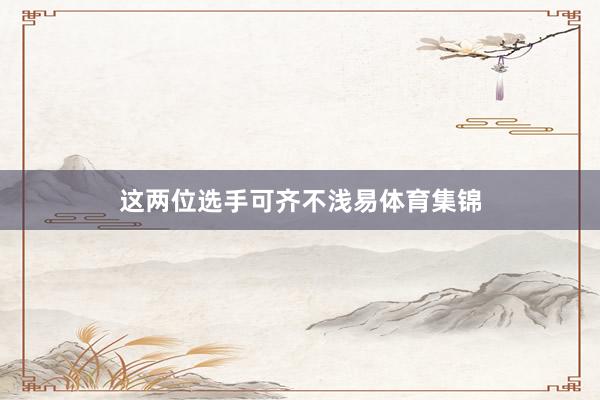 这两位选手可齐不浅易体育集锦