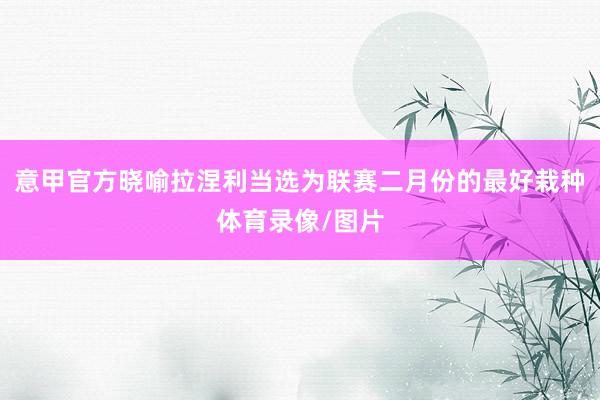 意甲官方晓喻拉涅利当选为联赛二月份的最好栽种体育录像/图片