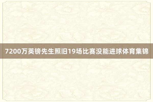 7200万英镑先生照旧19场比赛没能进球体育集锦