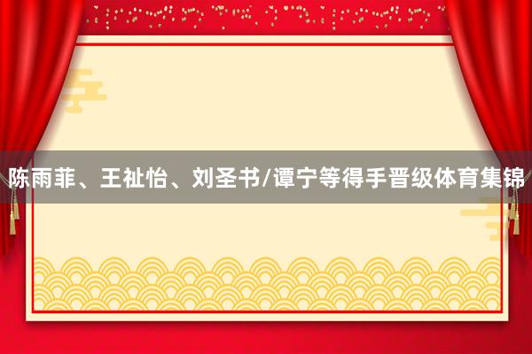 陈雨菲、王祉怡、刘圣书/谭宁等得手晋级体育集锦