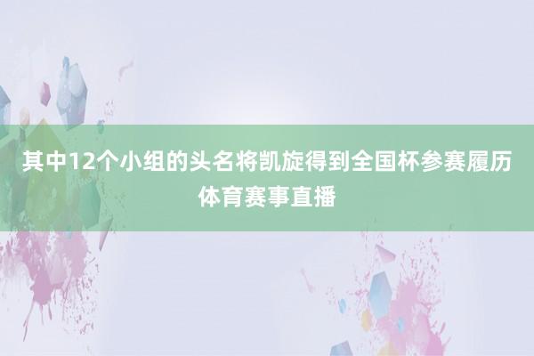 其中12个小组的头名将凯旋得到全国杯参赛履历体育赛事直播
