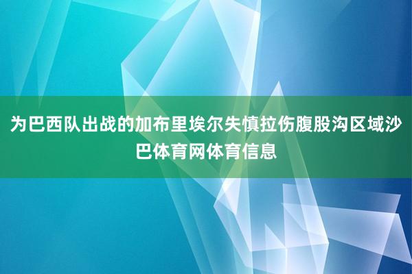 为巴西队出战的加布里埃尔失慎拉伤腹股沟区域沙巴体育网体育信息