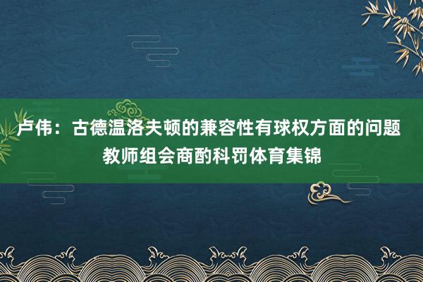 卢伟：古德温洛夫顿的兼容性有球权方面的问题 教师组会商酌科罚体育集锦