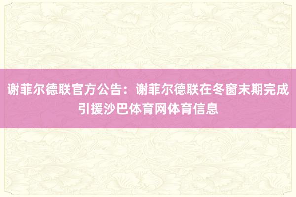 谢菲尔德联官方公告：谢菲尔德联在冬窗末期完成引援沙巴体育网体育信息